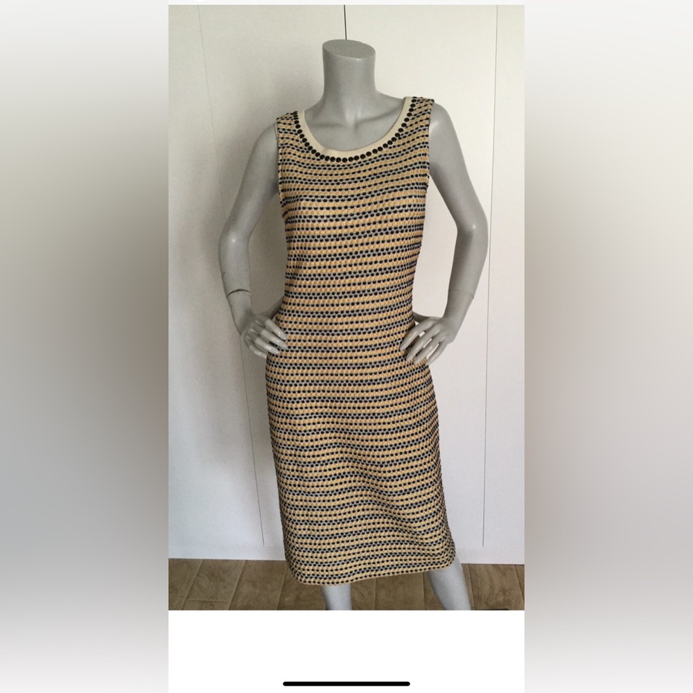 St.John Knit Black/Yellow/White Dress Size 6